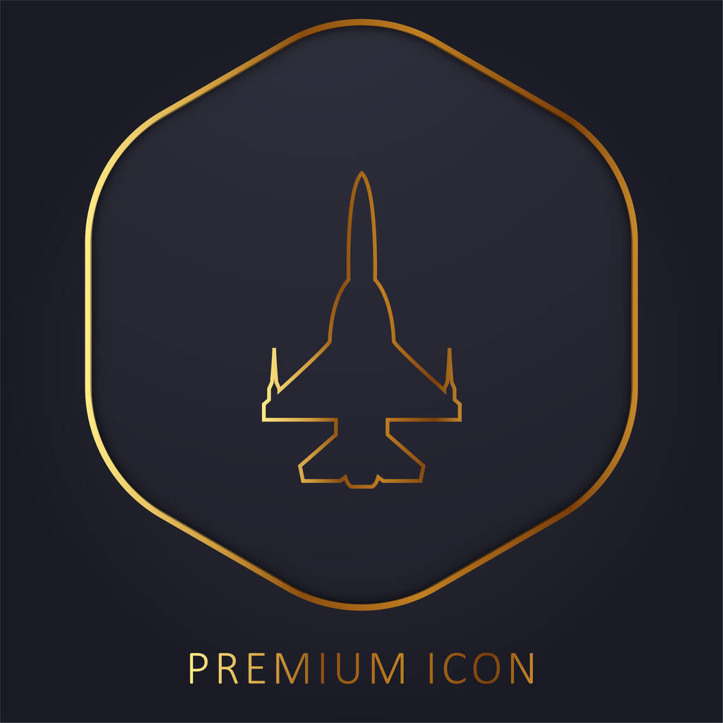 Airplane Silhouette golden line premium logo or icon - Vector, Image
