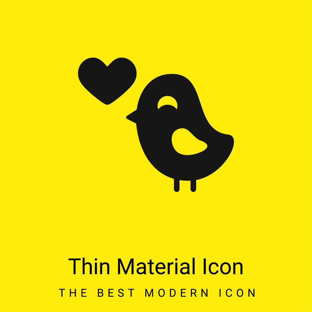 Bird In Love minimal bright yellow material icon - Vector, Image
