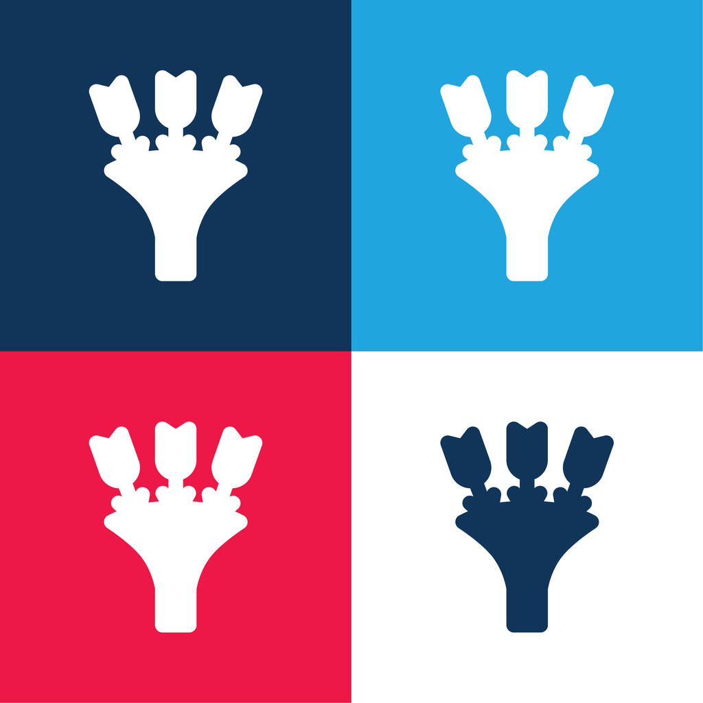 Buquê azul e vermelho quatro cores conjunto de ícones mínimos - Vetor, Imagem