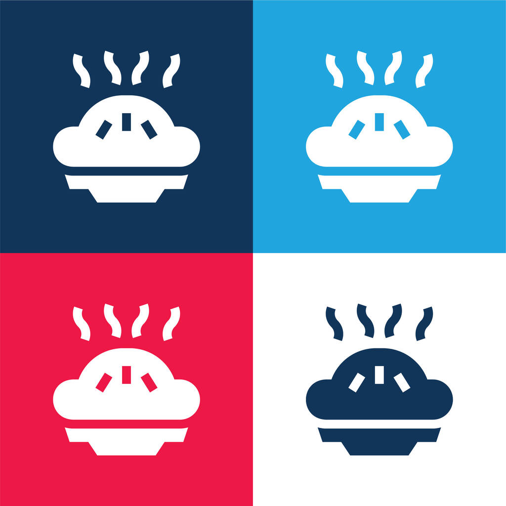 Set icona minimale di quattro colori blu e rosso Apple Pie - Vettoriali, immagini