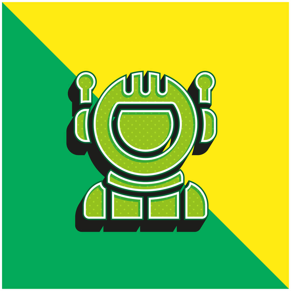 Astronaute Logo vectoriel 3D moderne vert et jaune - Vecteur, image