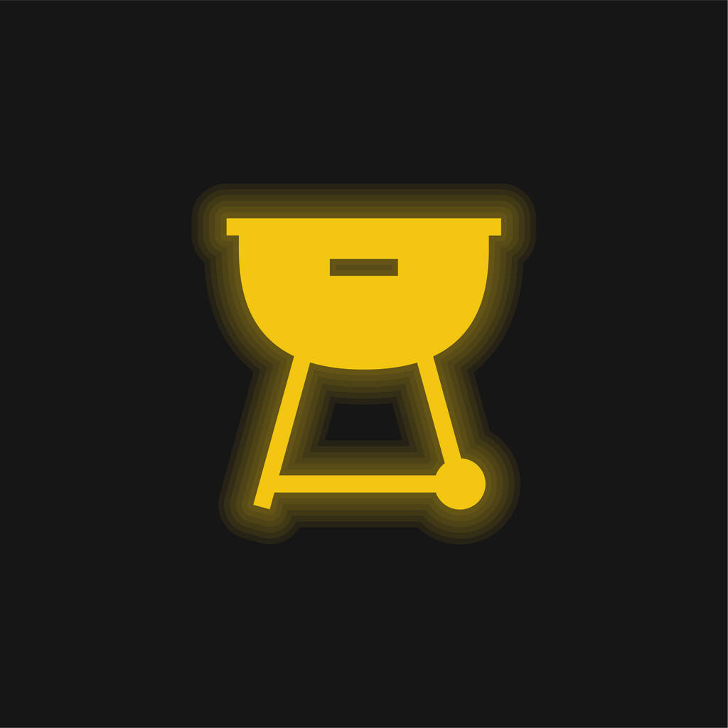 Ícone de néon brilhante amarelo churrasco - Vetor, Imagem