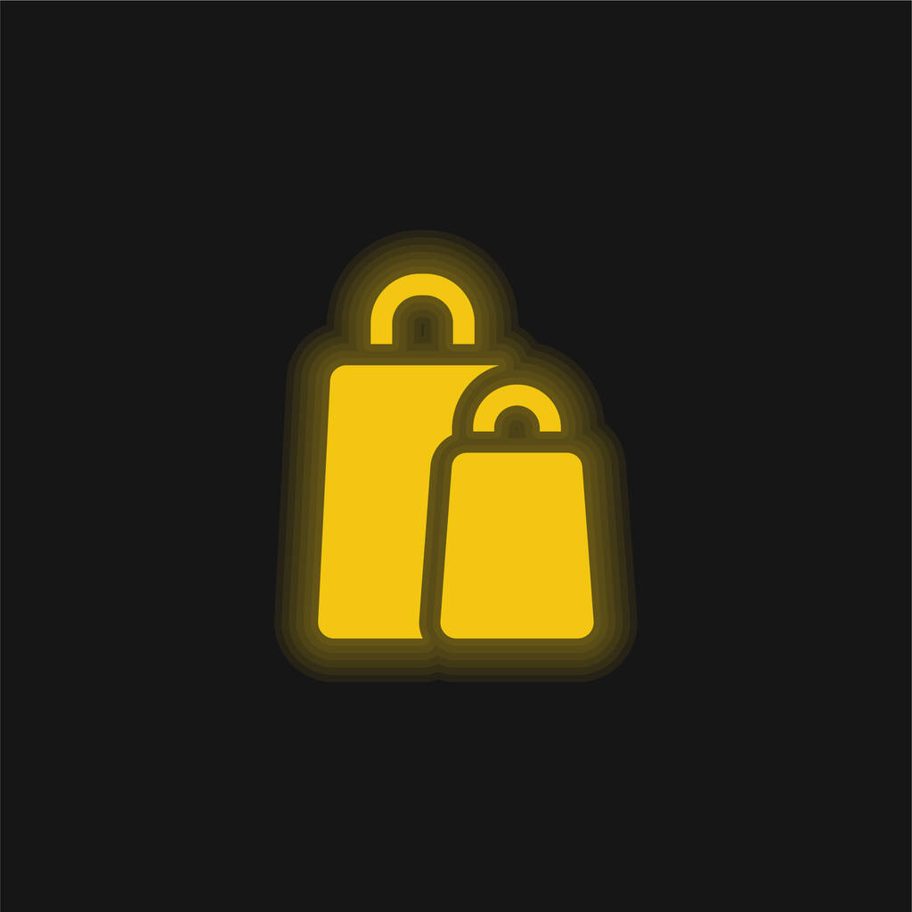 Zacskók sárga izzó neon ikon - Vektor, kép