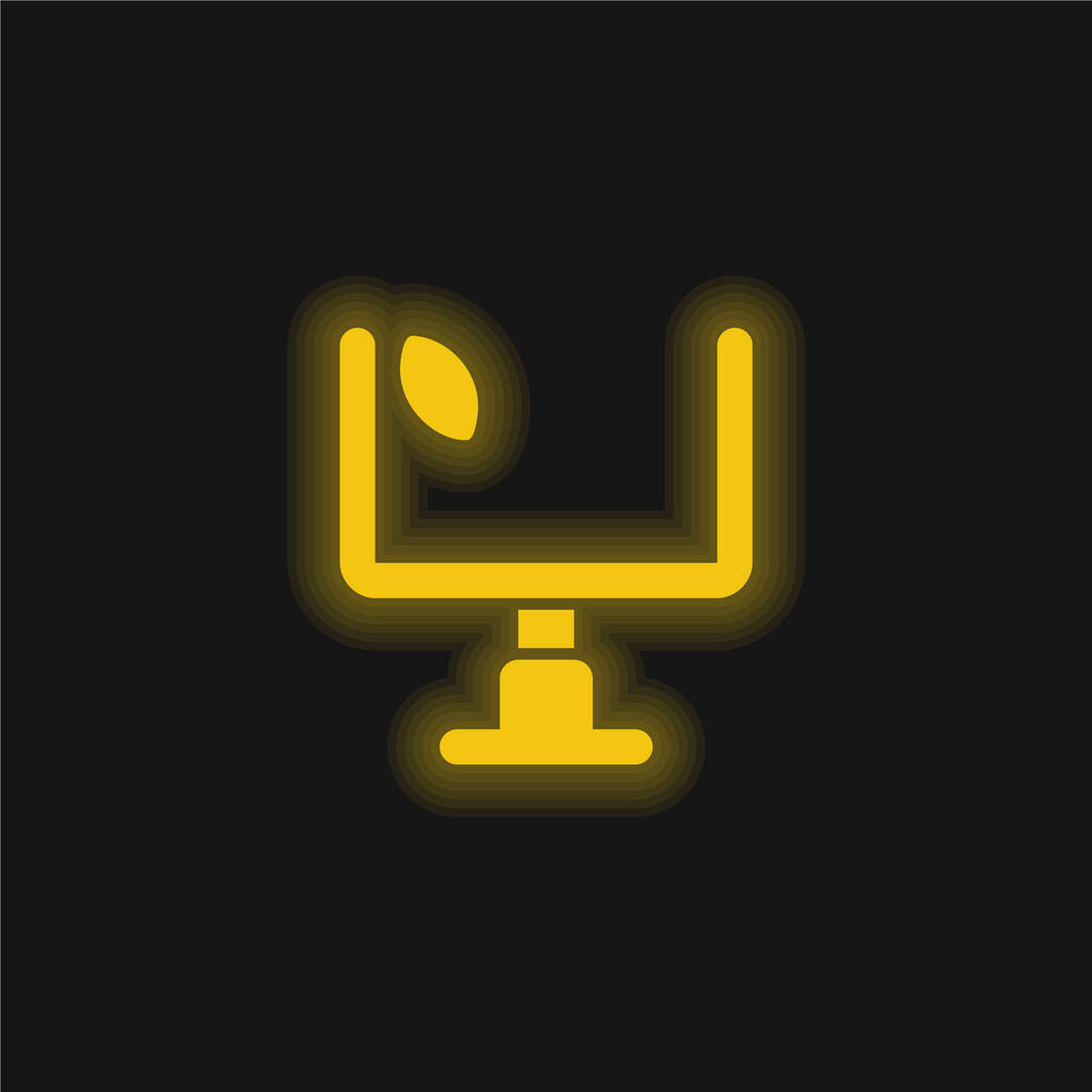 Американський футбольний напис жовтий світячий ікона неону - Вектор, зображення