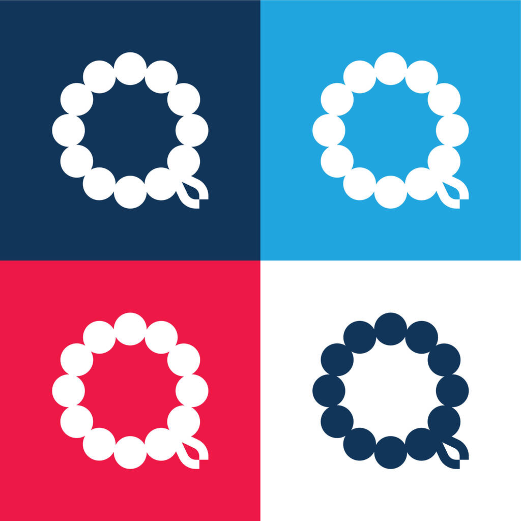 Bracelet blue and red four color minimal icon set - Vector, Image