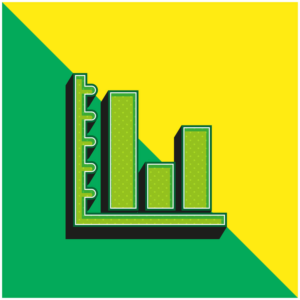 Bars Graphic Of Business Stats Green and yellow modern 3d vector icon logo - Vector, Image