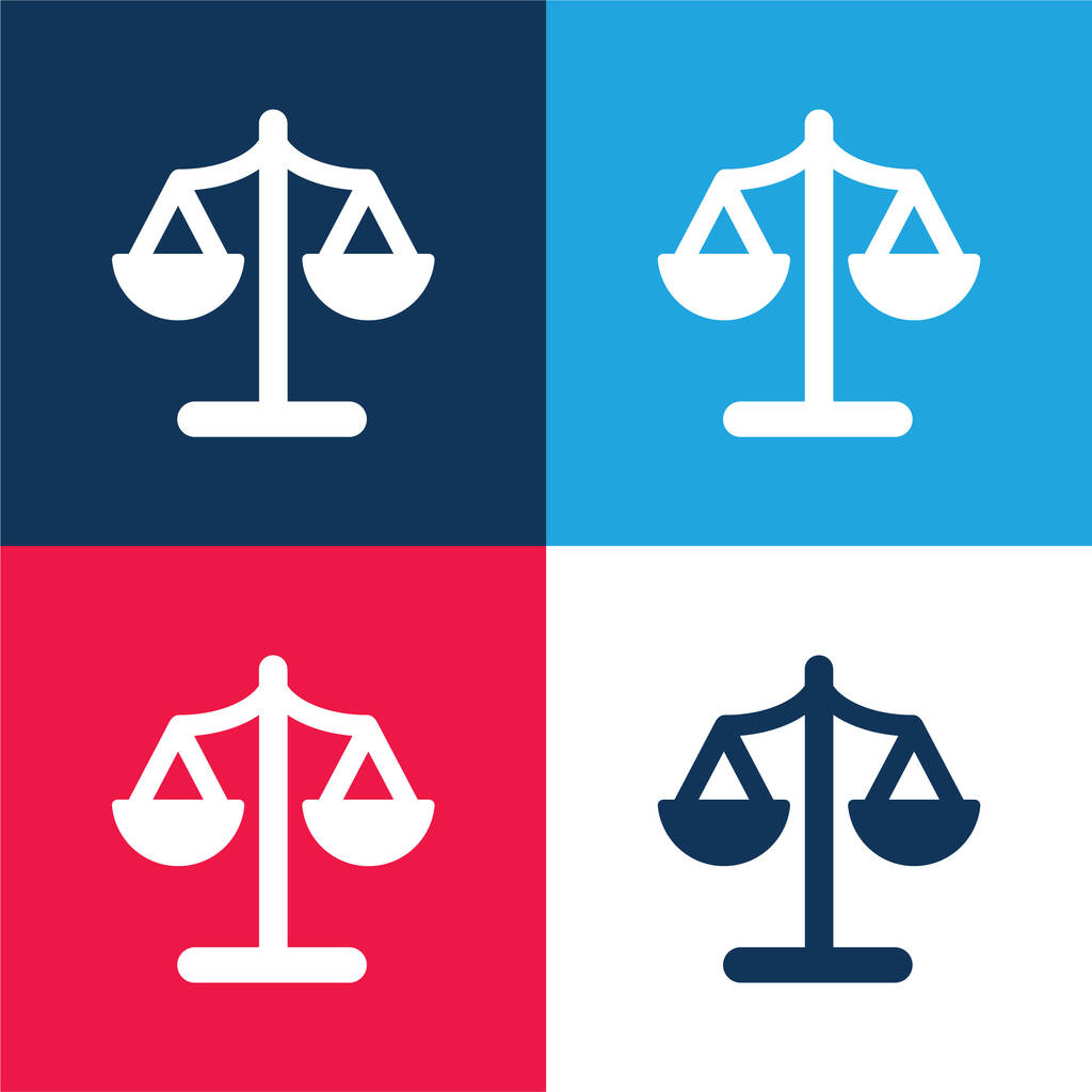 Баланс синий и красный четыре цвета минимальный набор значков - Вектор,изображение
