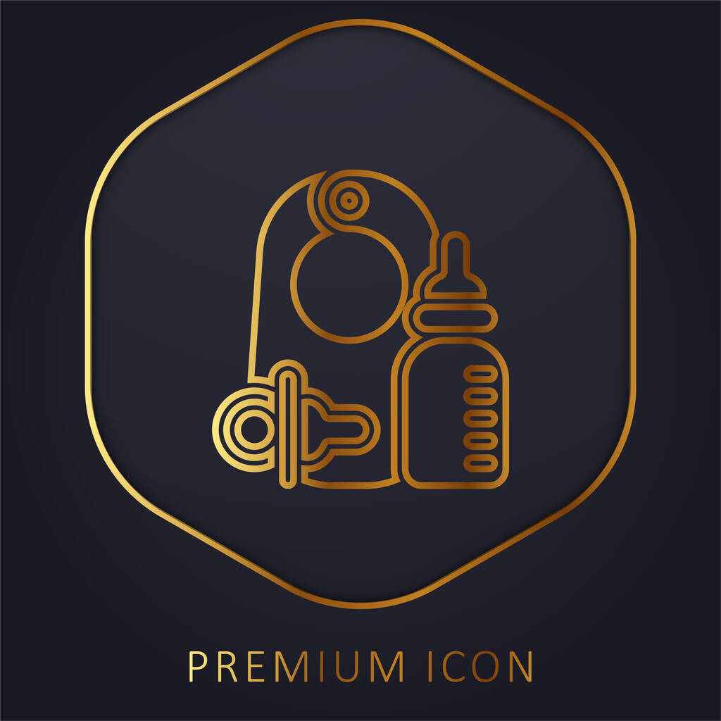 Linha dourada do bebê produtos logotipo ou ícone premium - Vetor, Imagem