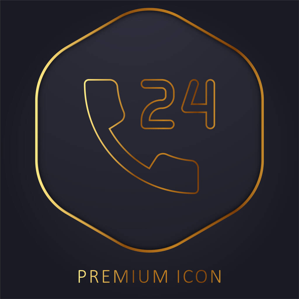 24 tuntia kultainen viiva palkkio logo tai kuvake - Vektori, kuva