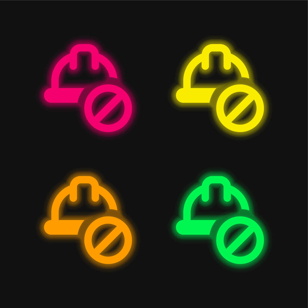 Zakazane cztery kolory świecące neon wektor ikona - Wektor, obraz