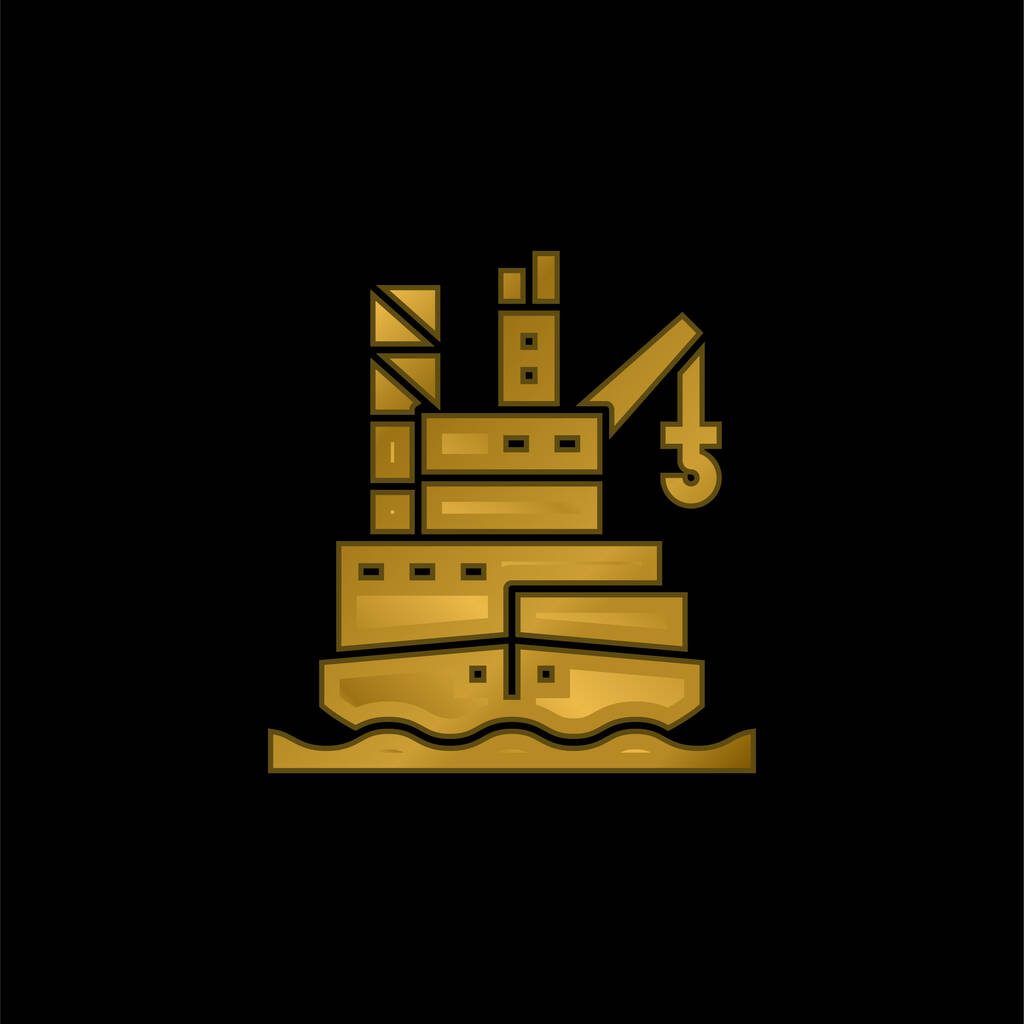 Barge gold plated metalic icon or logo vector - Vector, Image