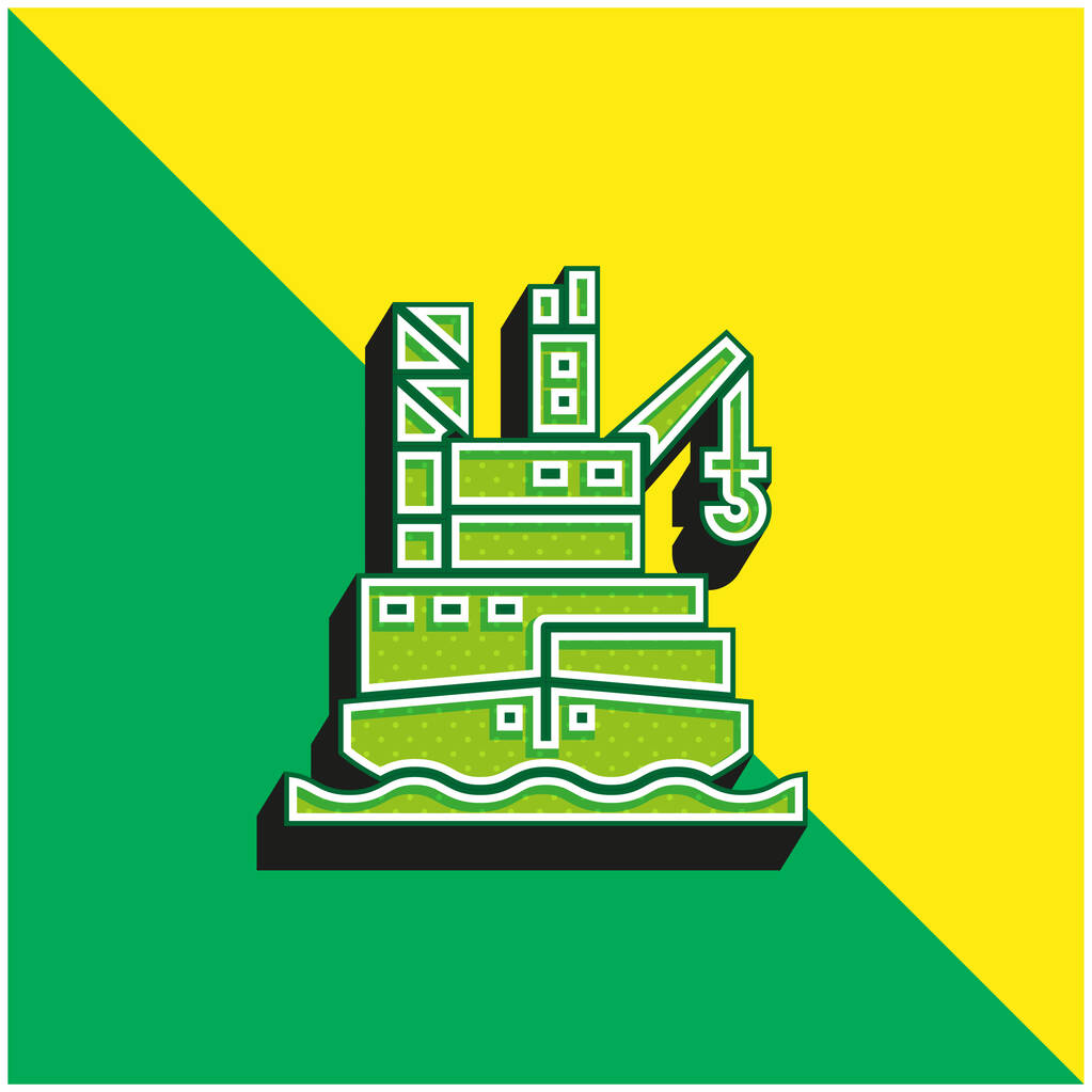 Barge Logo icona vettoriale 3D moderna verde e gialla - Vettoriali, immagini