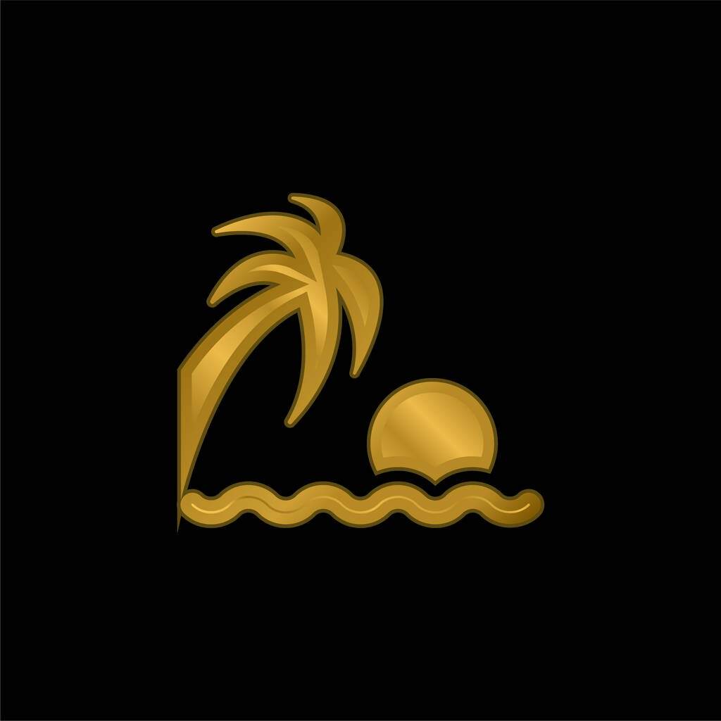 Пляж Сансет Золотий покритий металевим іконом або вектором логотипу - Вектор, зображення