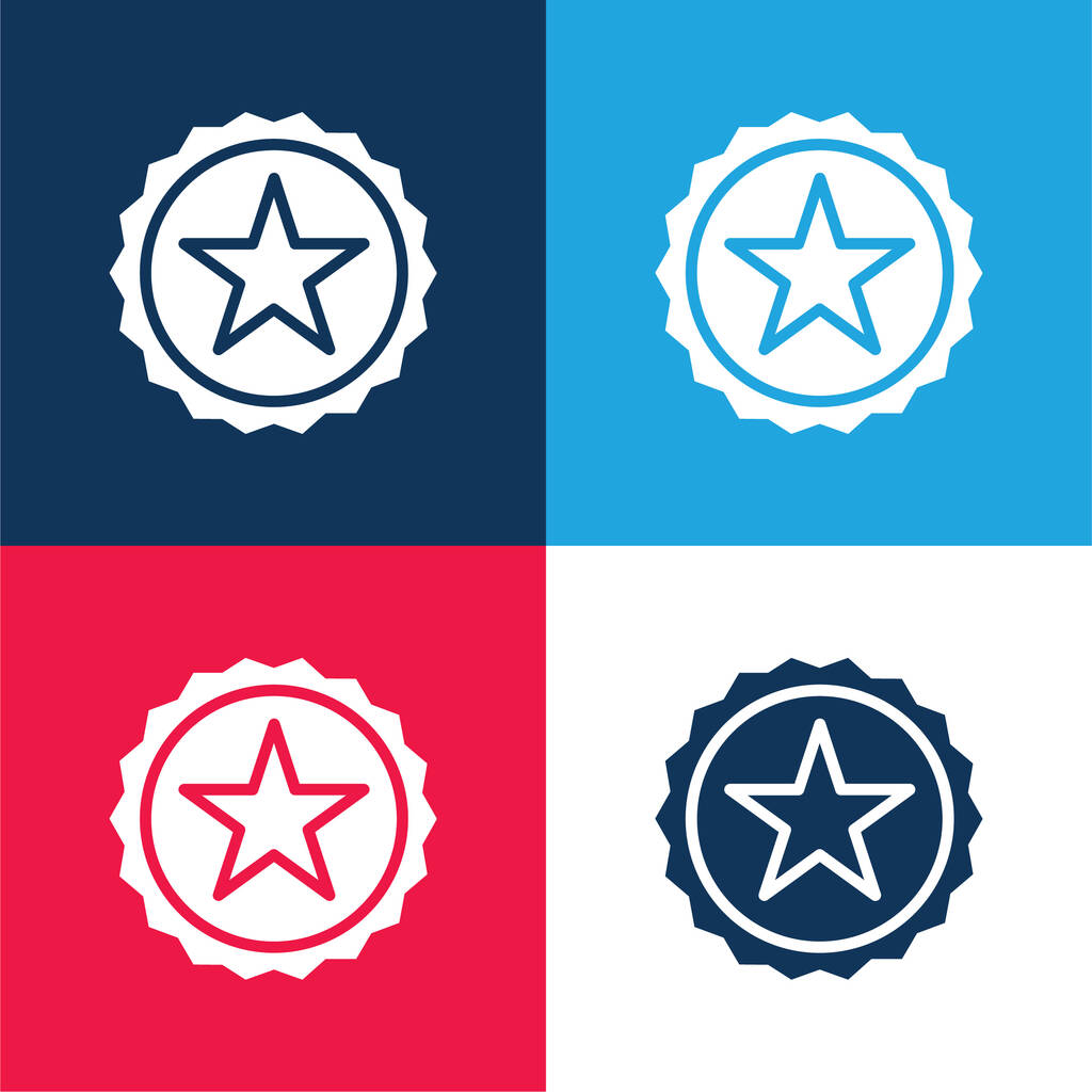 Díj kék és piros négy szín minimális ikon készlet - Vektor, kép