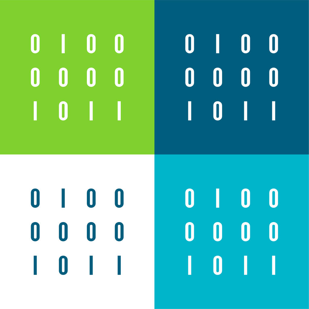 Binary Data Numbers Flat vier kleuren minimale pictogram set - Vector, afbeelding