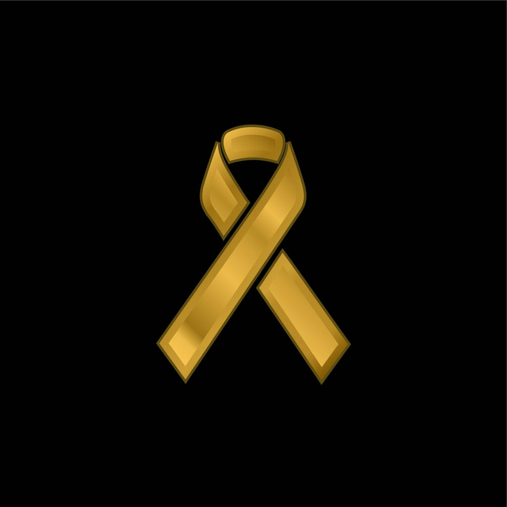 Farkındalık Kurdele altın kaplama metalik simge veya logo vektörü - Vektör, Görsel