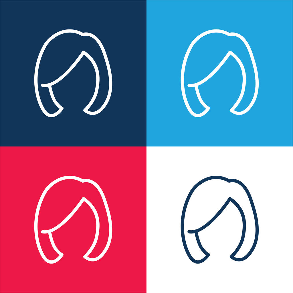 Biondo Femmina Forma dei capelli blu e rosso quattro colori set icona minimale - Vettoriali, immagini