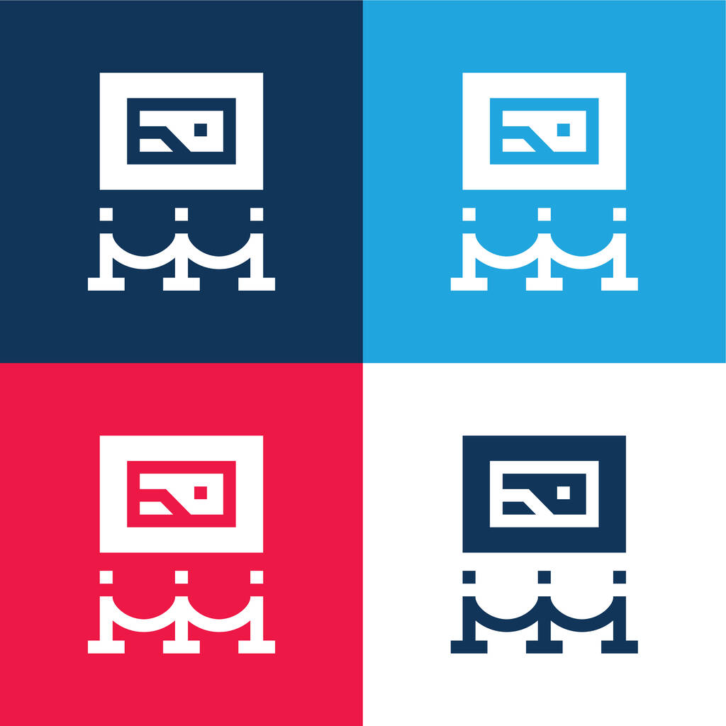 Art Museum blue and red four color minimal icon set - Vector, Image