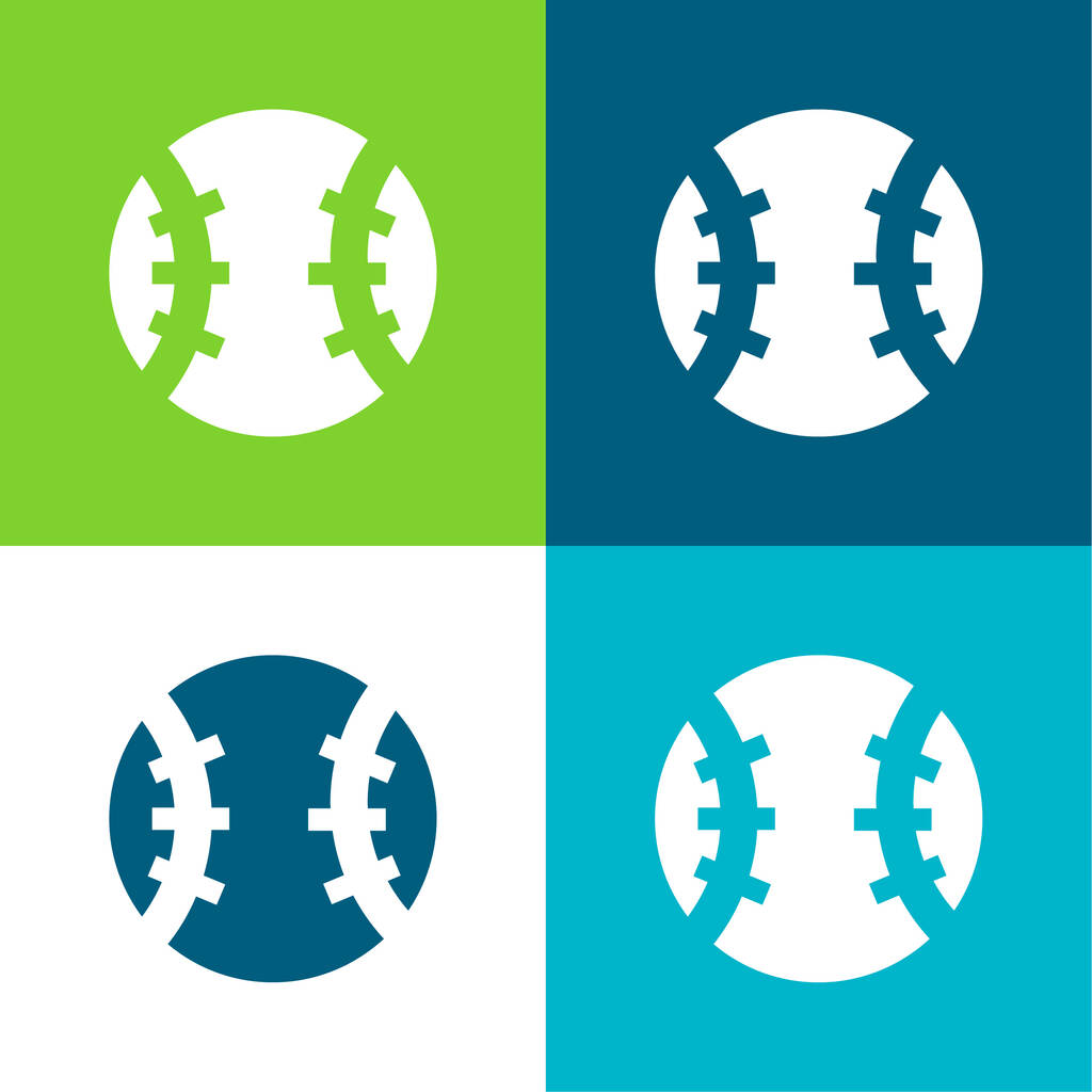 Big Baseball Ball Flat four color minimal icon set - Vector, Image