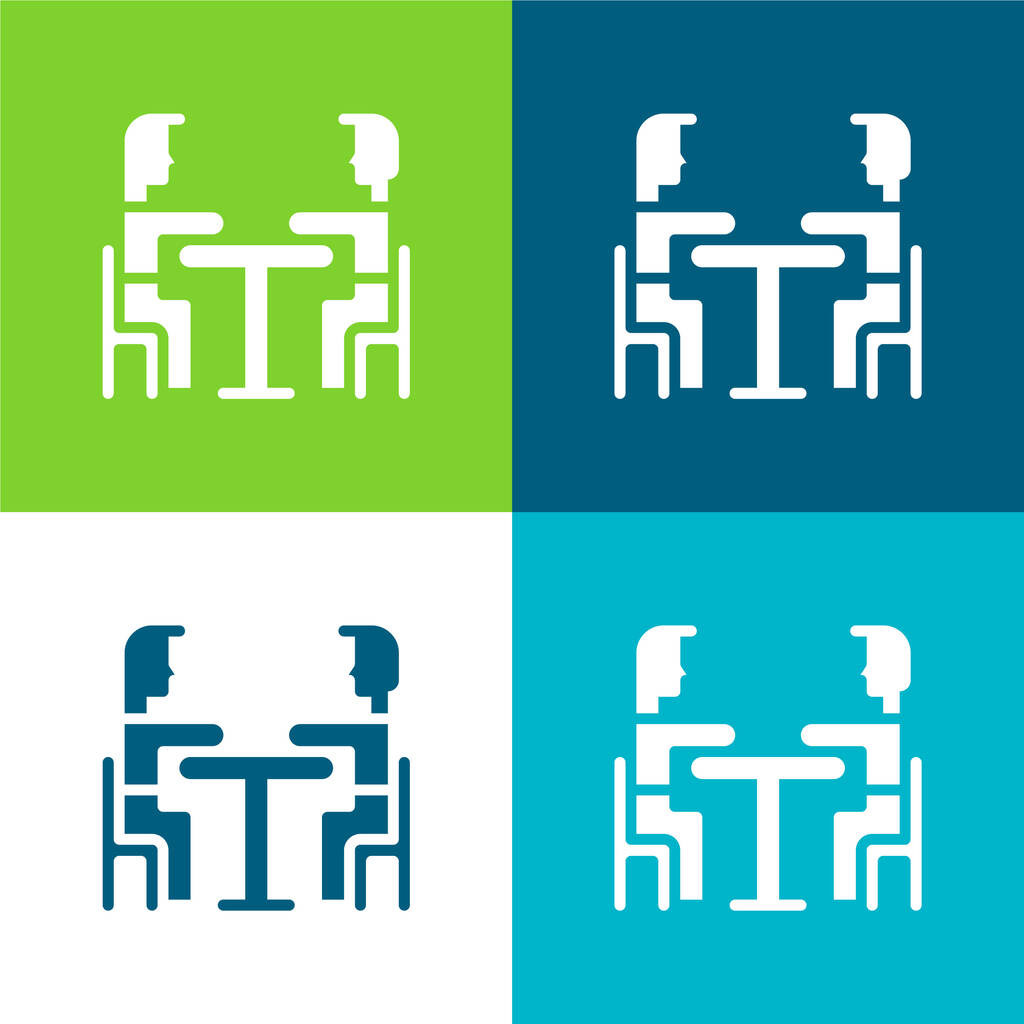 Reggeli Lapos négy szín minimális ikon készlet - Vektor, kép