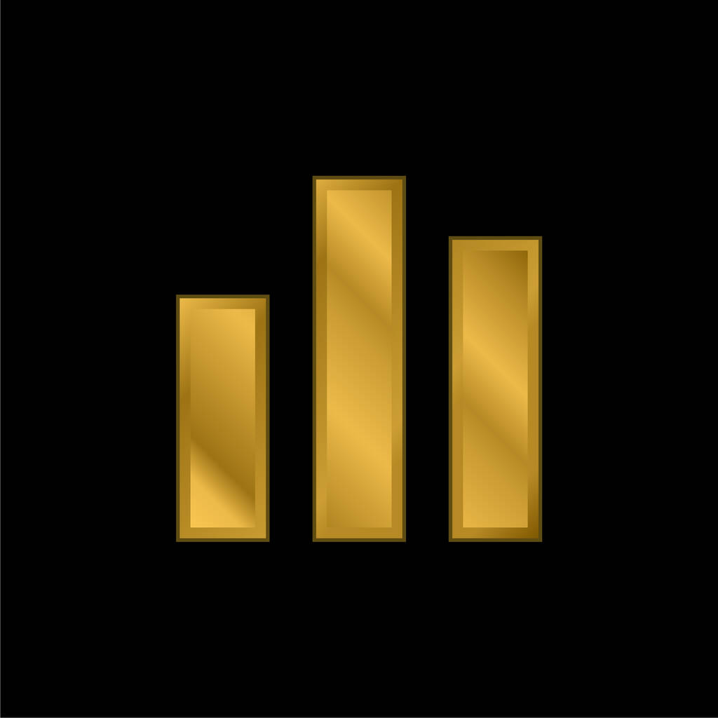 Gráfico de barras banhado a ouro ícone metálico ou vetor logotipo - Vetor, Imagem