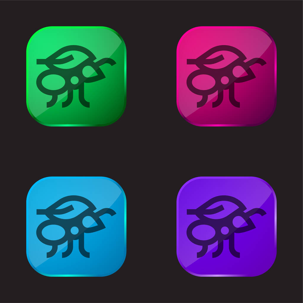 Ant four color glass button icon - Vector, Image