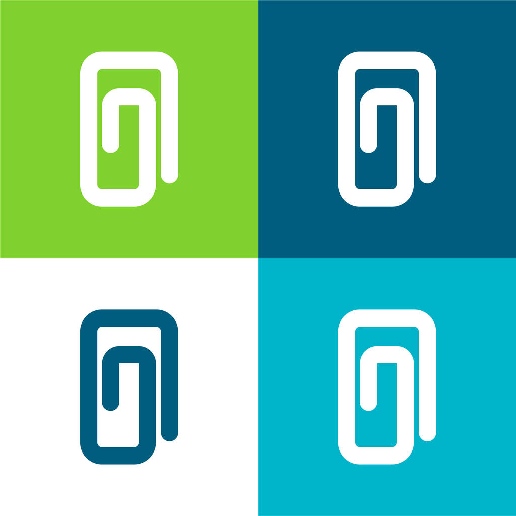 Připojení Paperclip Symbol rovných čar se zaoblenými úhly Plocha čtyři barevné minimální ikony - Vektor, obrázek
