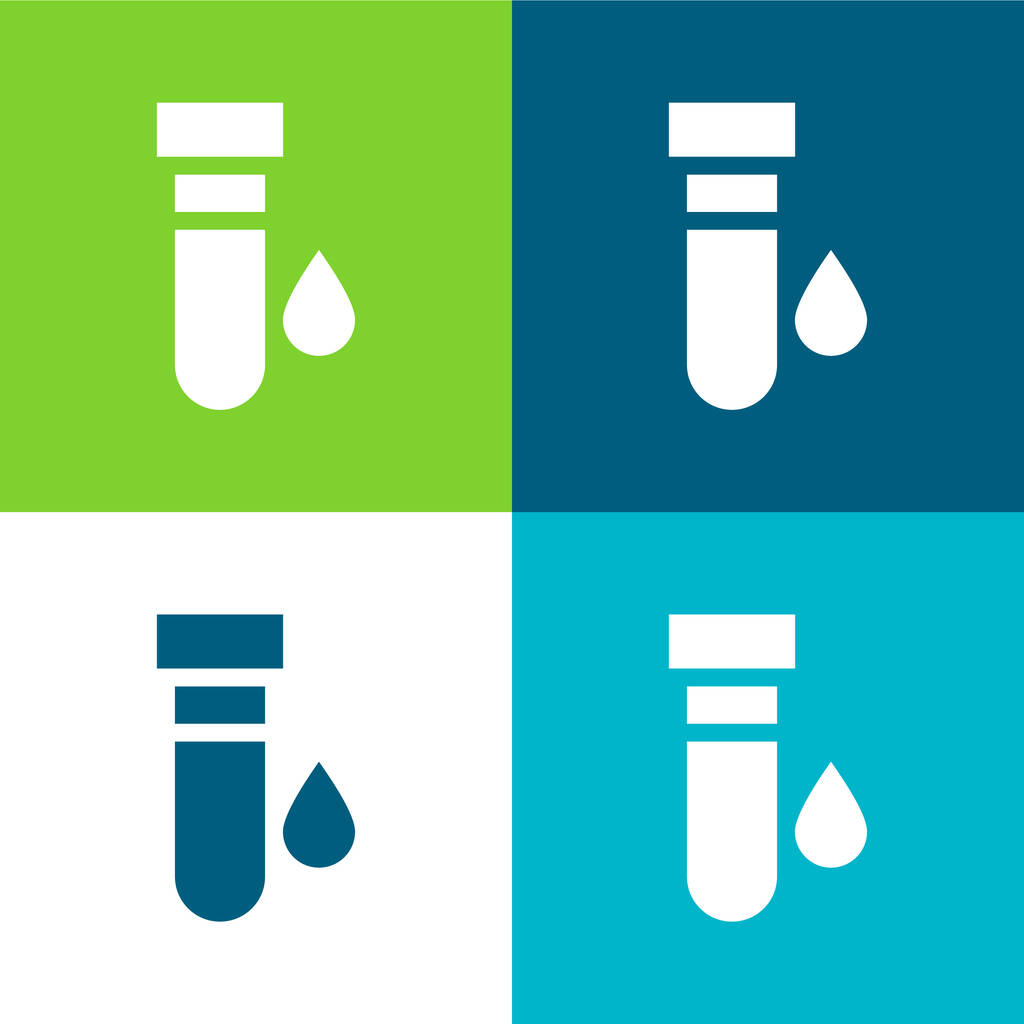 Análisis de sangre Conjunto de iconos mínimo de cuatro colores - Vector, imagen