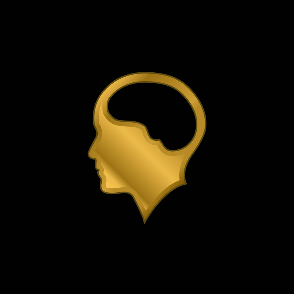 Gehirn im menschlichen Kopf vergoldet metallisches Symbol oder Logo-Vektor - Vektor, Bild