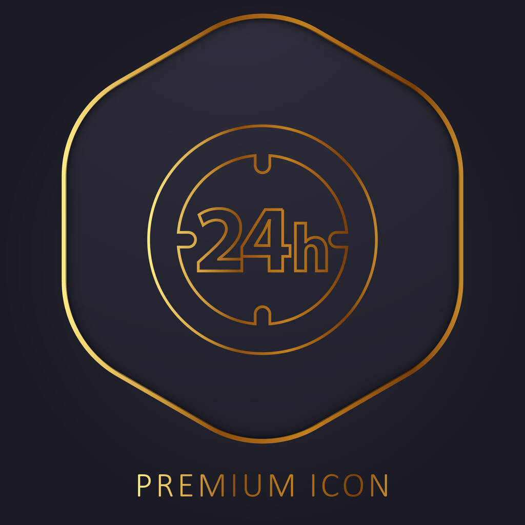 24 години Круглий годинник Символ Золота лінія преміум логотип або значок
 - Вектор, зображення