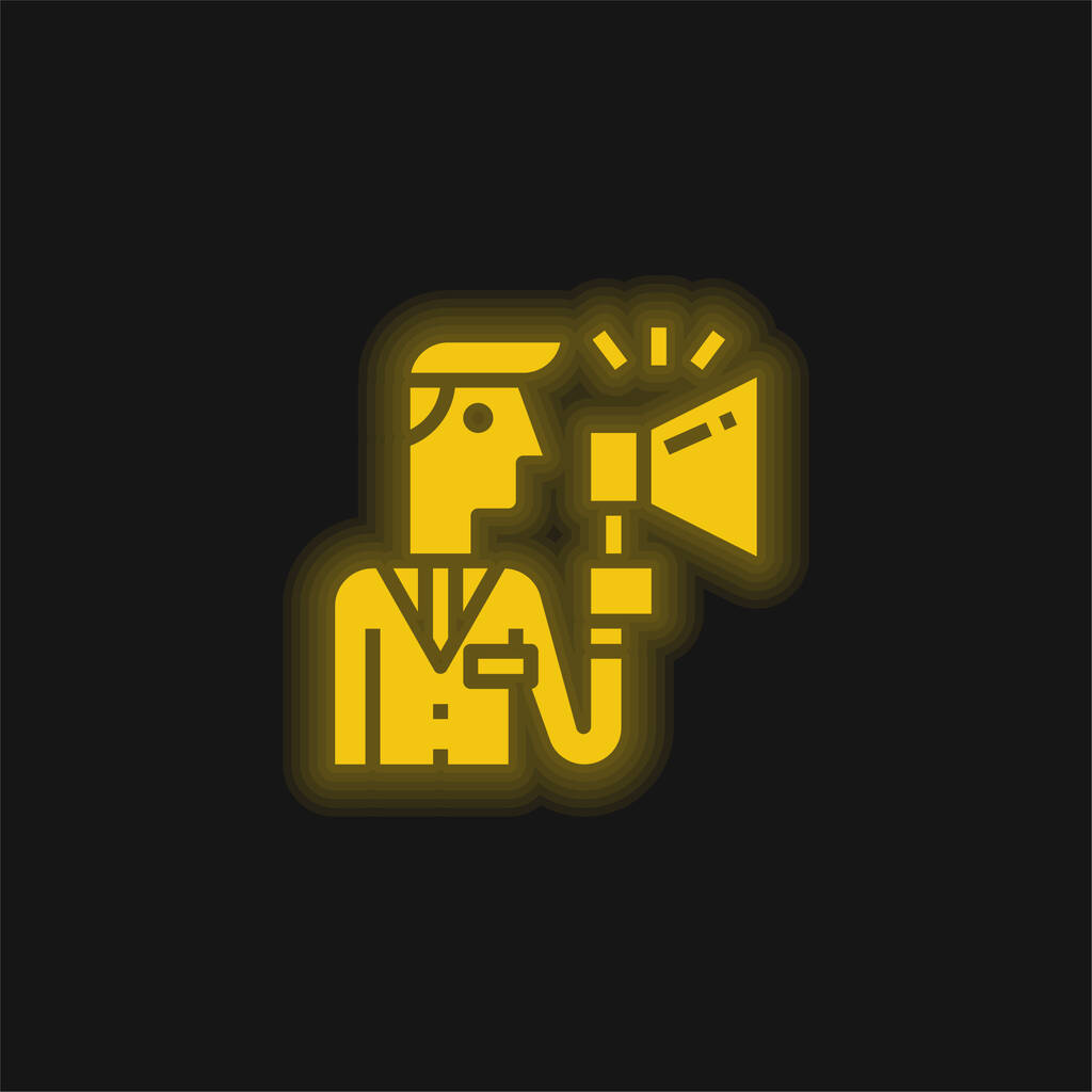 Reclame geel gloeiende neon pictogram - Vector, afbeelding
