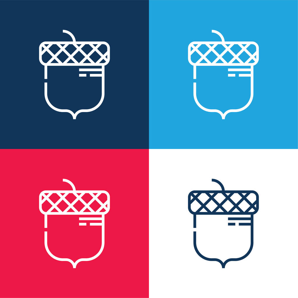 Ensemble d'icônes minimes quatre couleurs bleu maïs et rouge - Vecteur, image