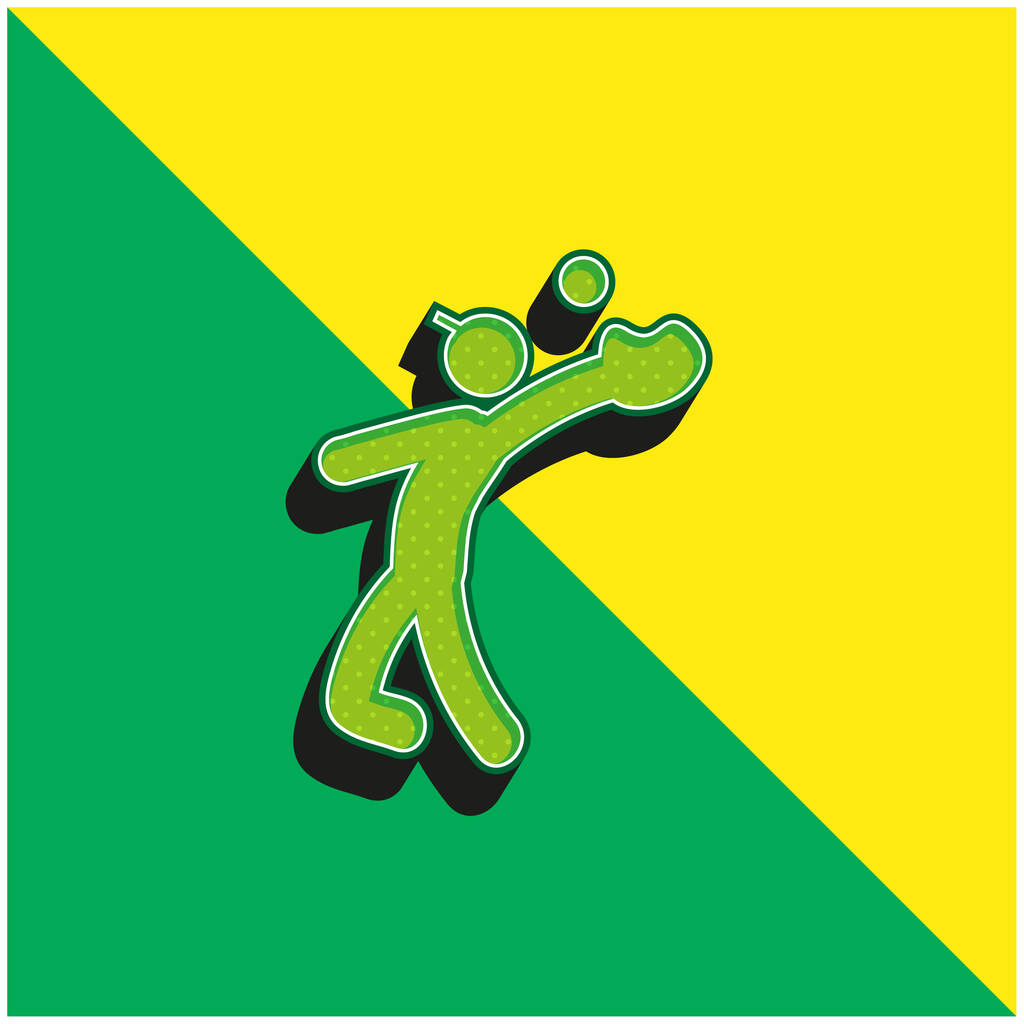 Baseball Catcher Logo icona vettoriale 3D moderna verde e gialla - Vettoriali, immagini