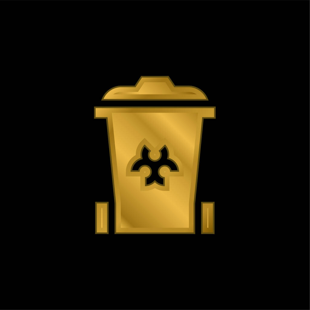 Residuos biomédicos chapado en oro icono metálico o logo vector - Vector, imagen