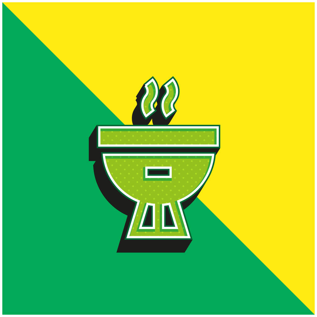 Bbq Zöld és sárga modern 3D vektor ikon logó - Vektor, kép