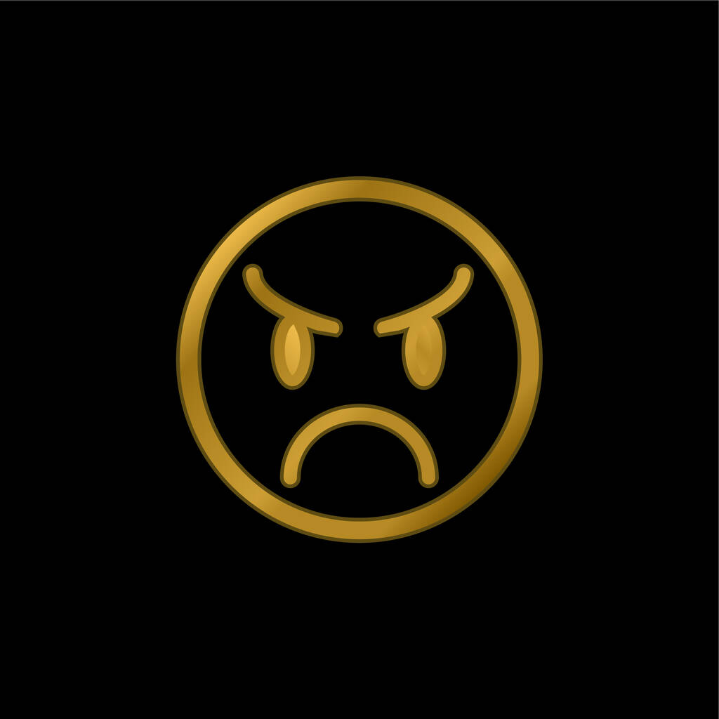 Emoticono enojado cara chapado en oro icono metálico o logo vector - Vector, imagen