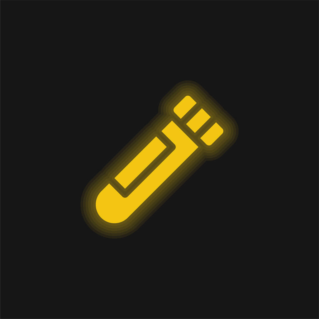 Bloedtest geel gloeiend neon pictogram - Vector, afbeelding