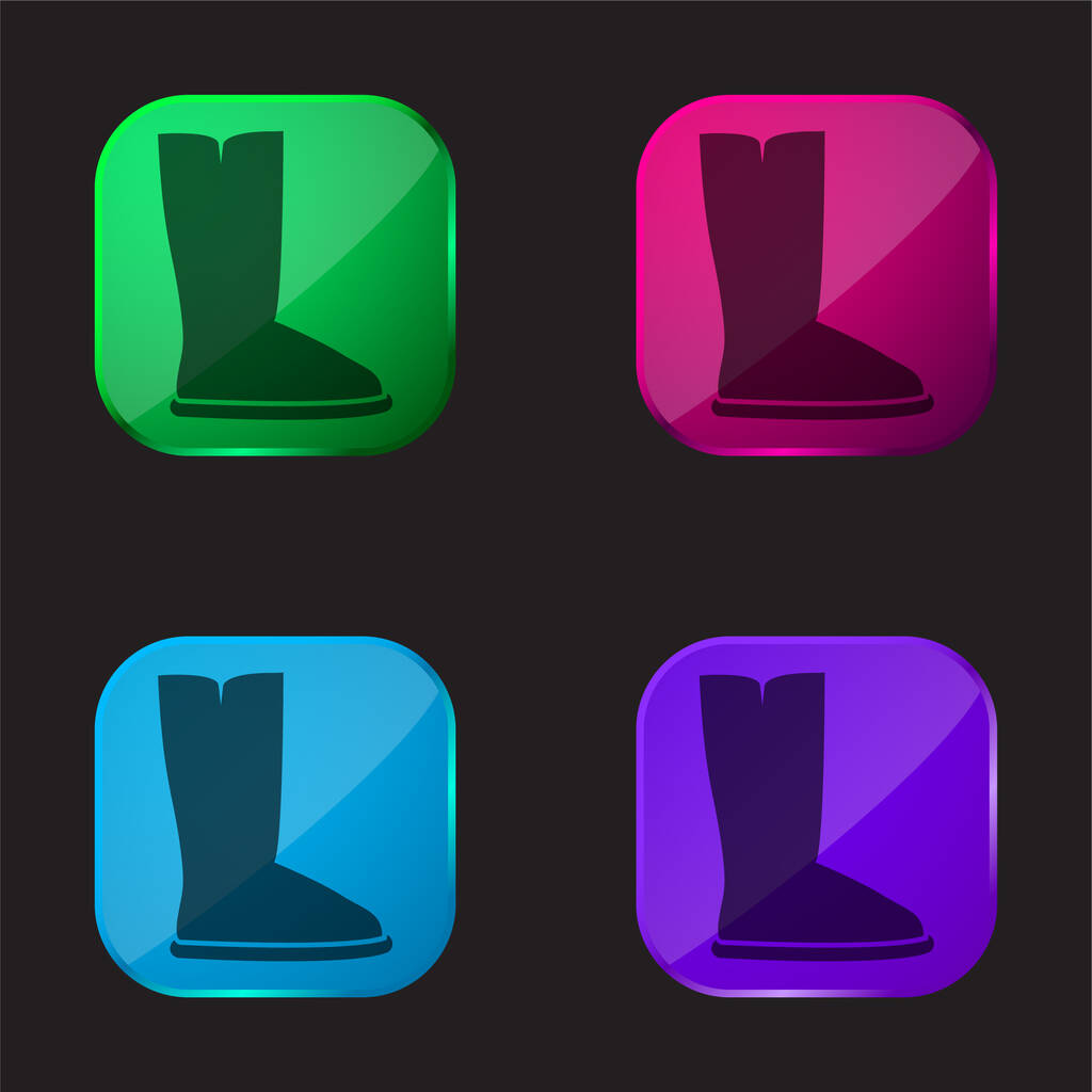Laarzen vier kleuren glazen knop pictogram - Vector, afbeelding