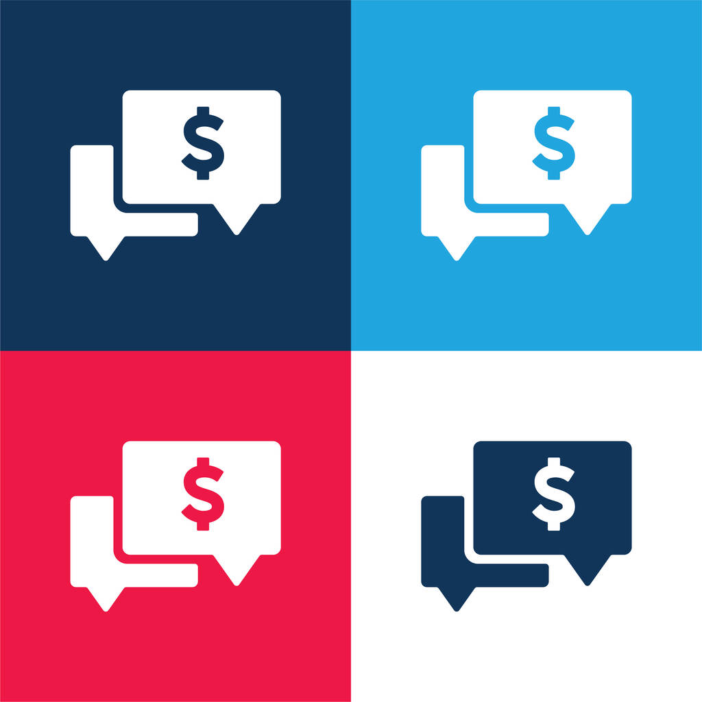 Account Balance blue and red four color minimal icon set - Vector, Image