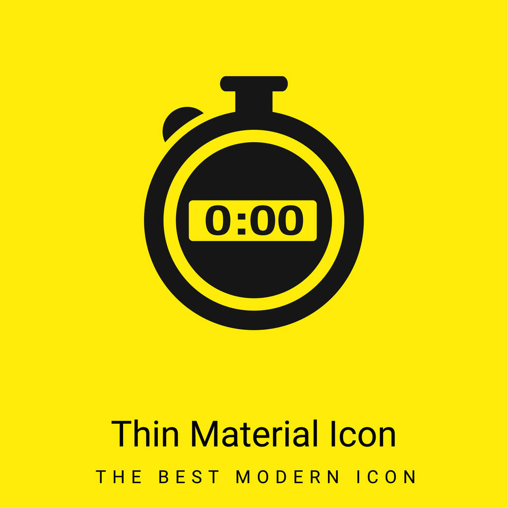 Negro cronómetro mínimo icono de material amarillo brillante - Vector, imagen