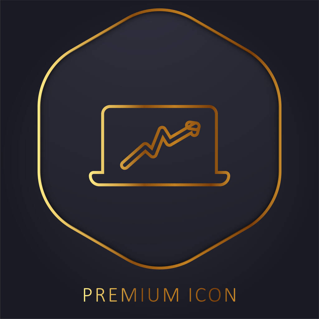 Bord met pijl gouden lijn premium logo of pictogram - Vector, afbeelding