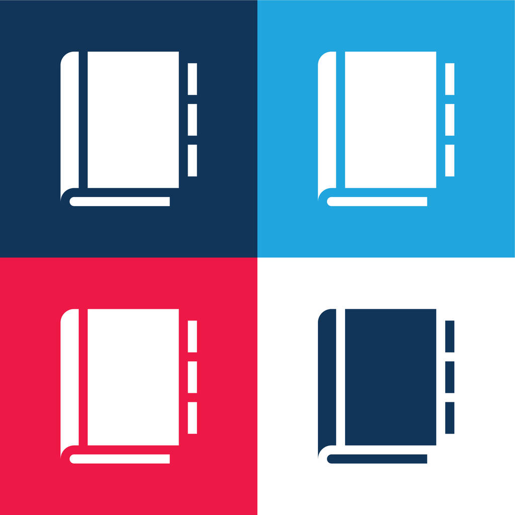 Afspraak Boek blauw en rood vier kleuren minimale pictogram set - Vector, afbeelding