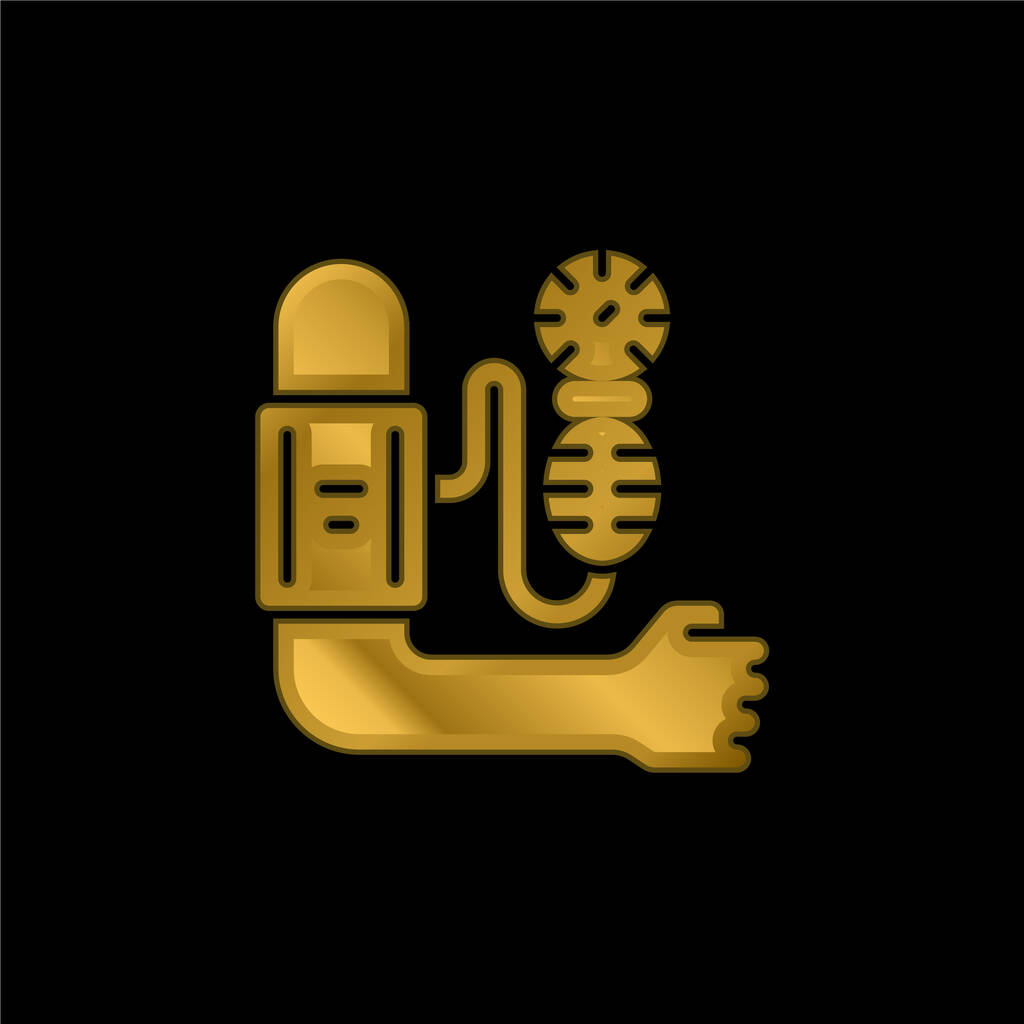 Brazo chapado en oro icono metálico o logo vector - Vector, Imagen