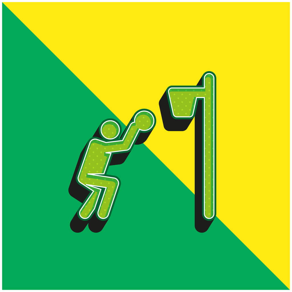 Koripalloilija Vihreä ja keltainen moderni 3d vektori kuvake logo - Vektori, kuva