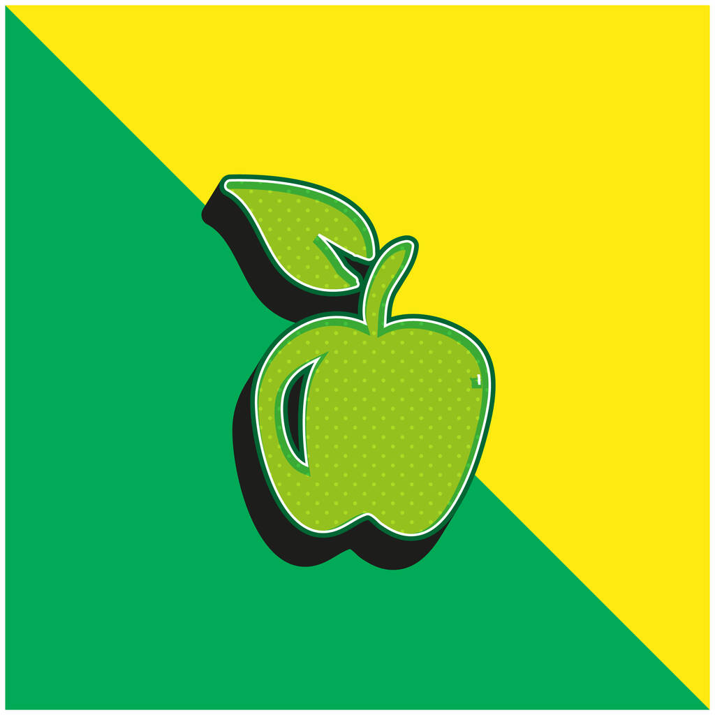 Manzana dibujado a mano fruta verde y amarillo moderno vector 3d icono logotipo - Vector, Imagen