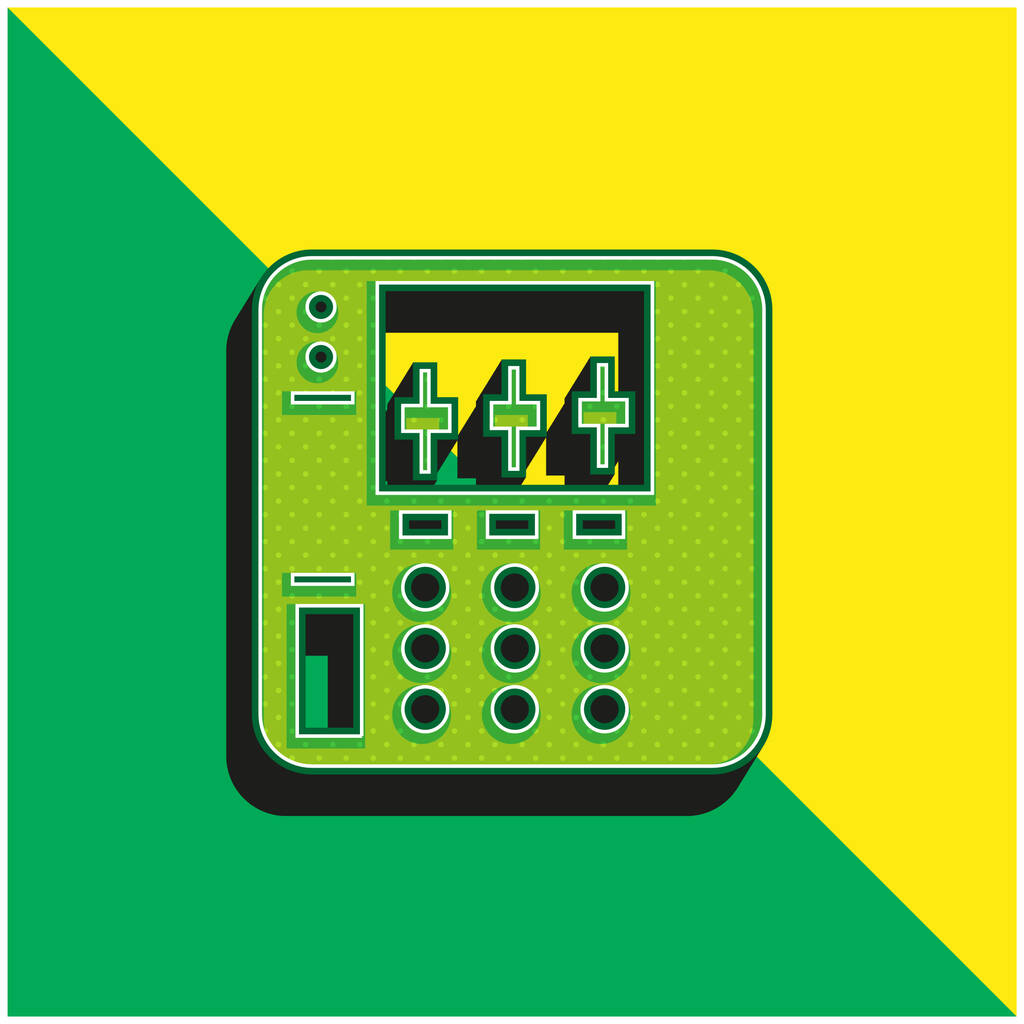 Audio Equalizer Device Green and yellow modern 3d vector icon logo - Vector, Image