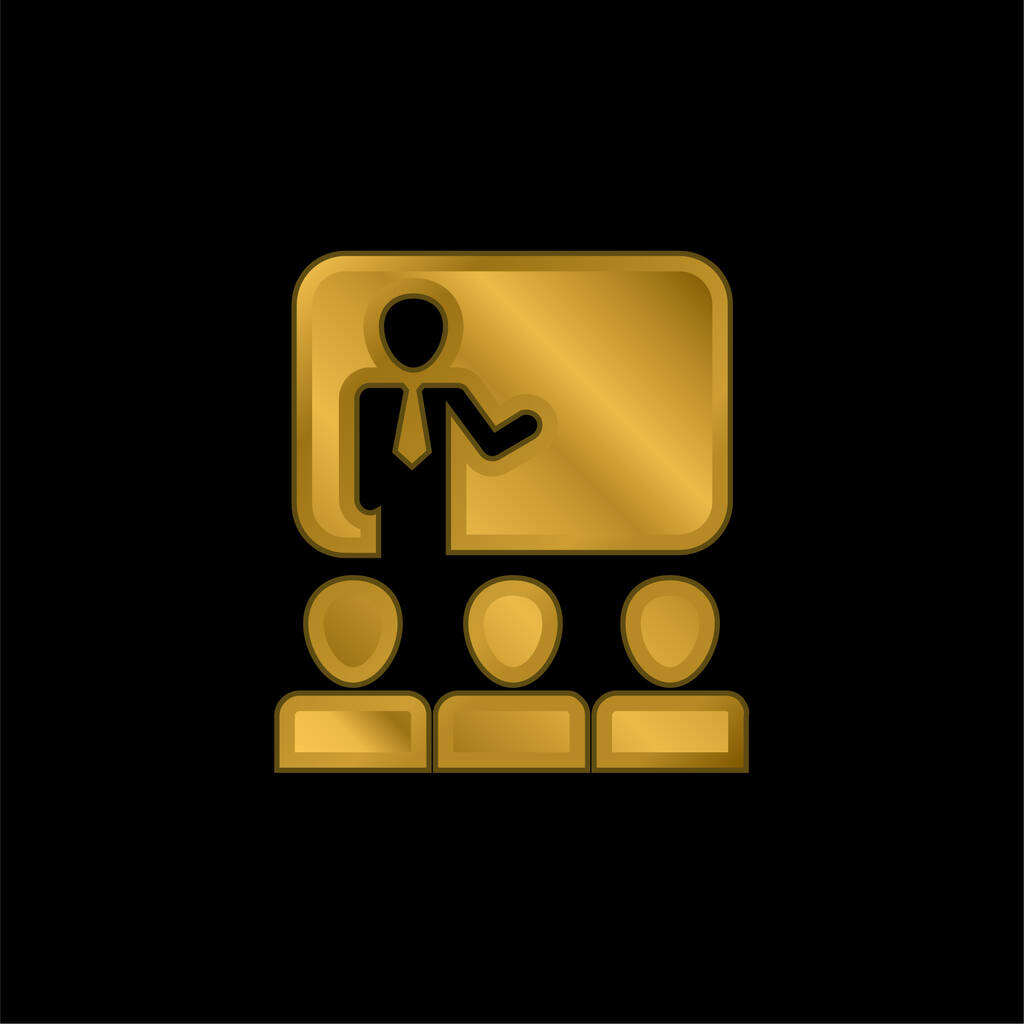 Auditoire dans la présentation de l'icône métallique plaqué or d'affaires ou vecteur de logo - Vecteur, image