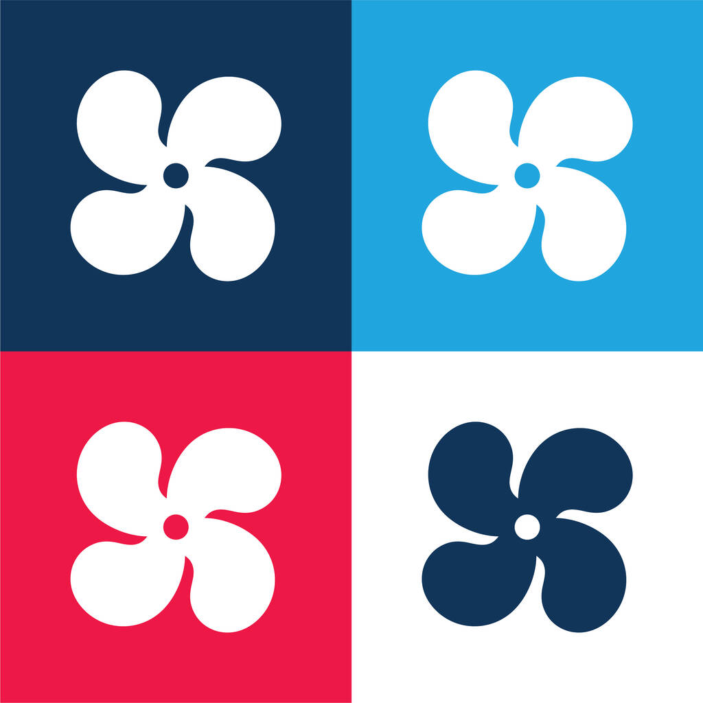 AC niebieski i czerwony zestaw czterech kolorów minimalny zestaw ikon - Wektor, obraz