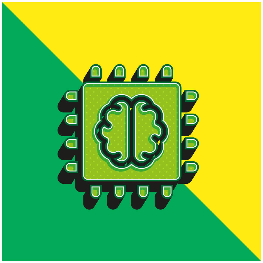 Inteligencia artificial verde y amarillo moderno vector 3d icono del logotipo - Vector, Imagen