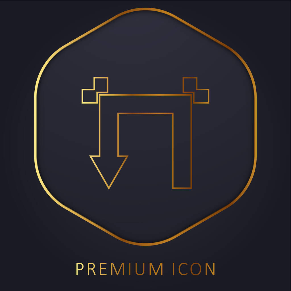 Nyíl két egyenes szögek arany vonal prémium logó vagy ikon - Vektor, kép